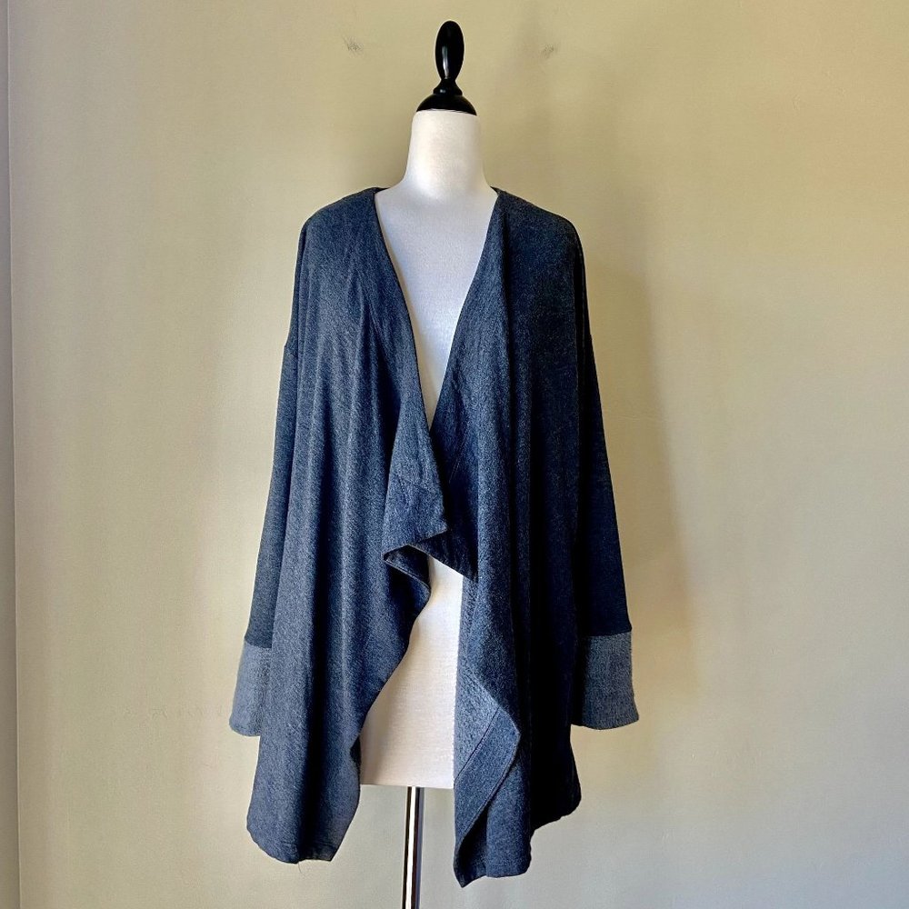 Dolan T-Shirt Charcoal Jersey Knit Open Draped Front Cardigan XS